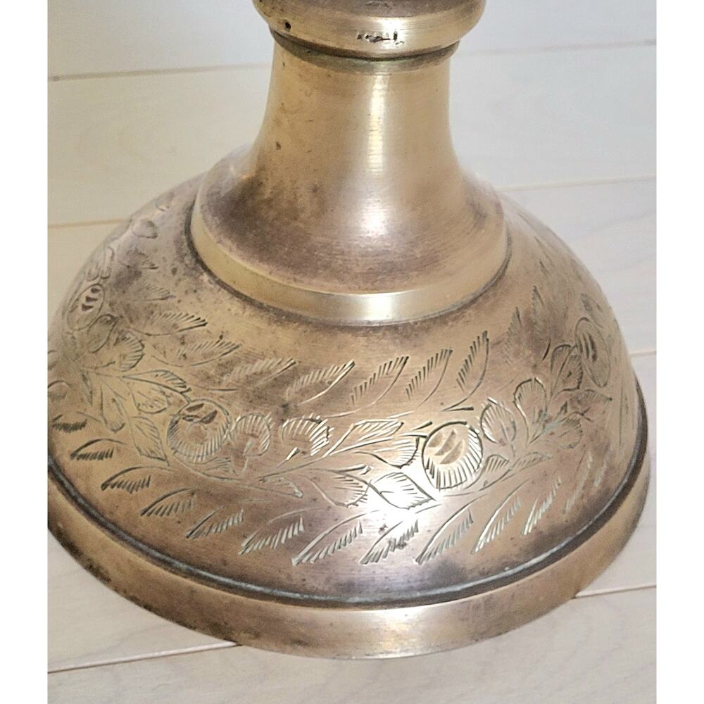 Vintage Tall Polished Brass Floor Vase India Etched Yoga Meditation Studio - Picture 3 of 9